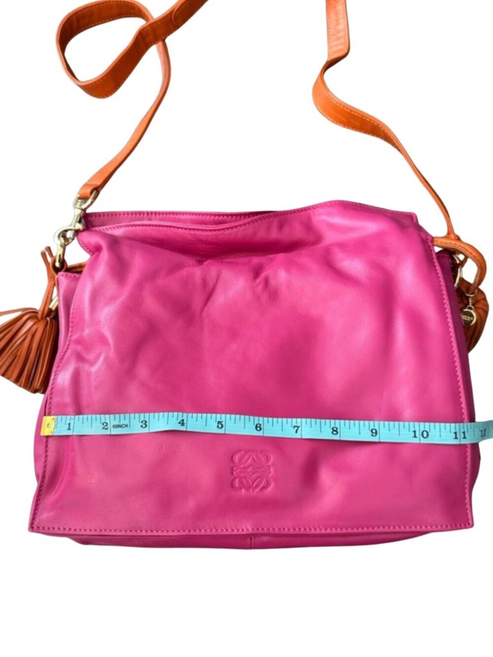 LOEWE Napa Flamenco Leather Crossbody Bag with Tassels | Pink - Picture 8 of 12